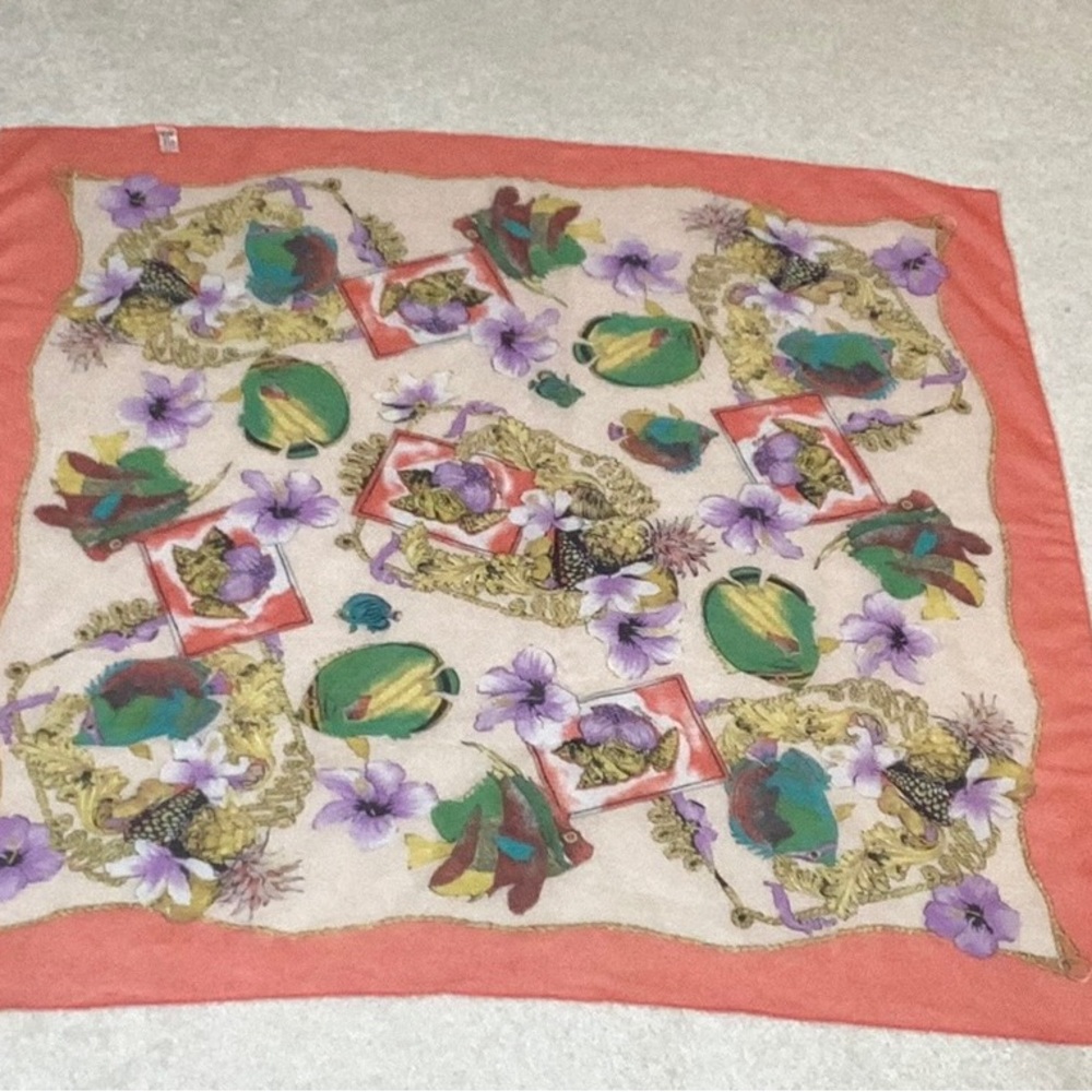 Tropical bright scarf, NWOT, made in Italy